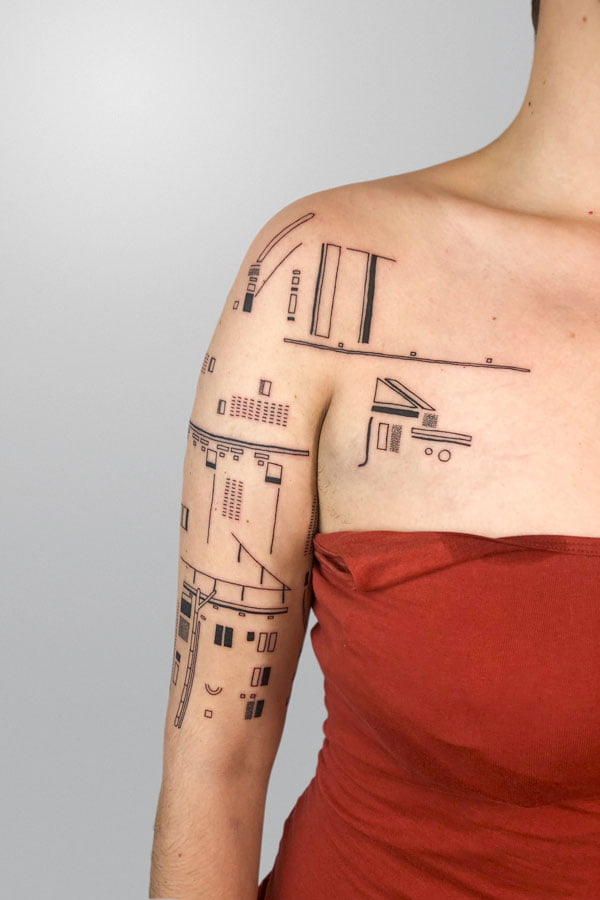 antwerp architecture sleeve tattoo