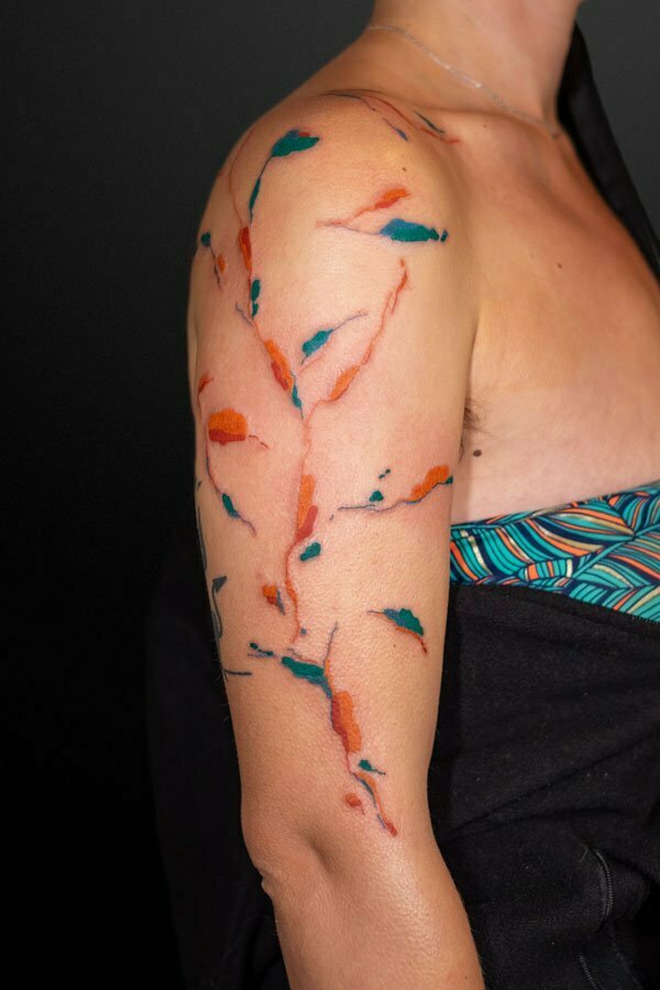 colorful abstract freehand tattoo