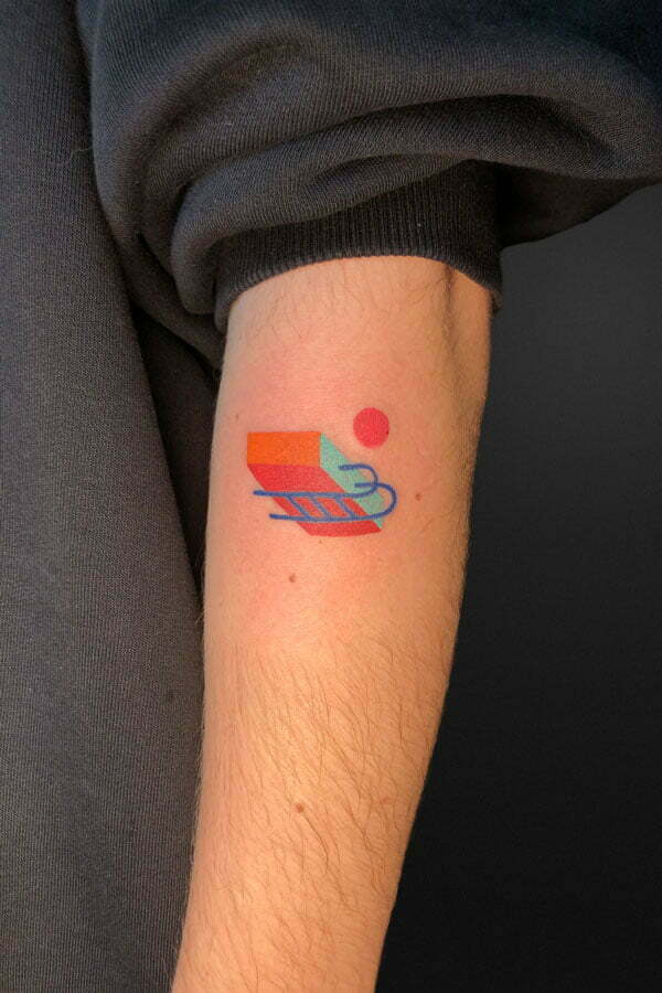 colorful geometric 3d tiny tattoo