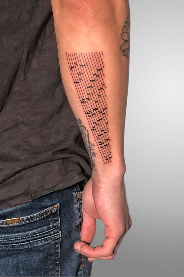 forearm minimal architecture tattoo