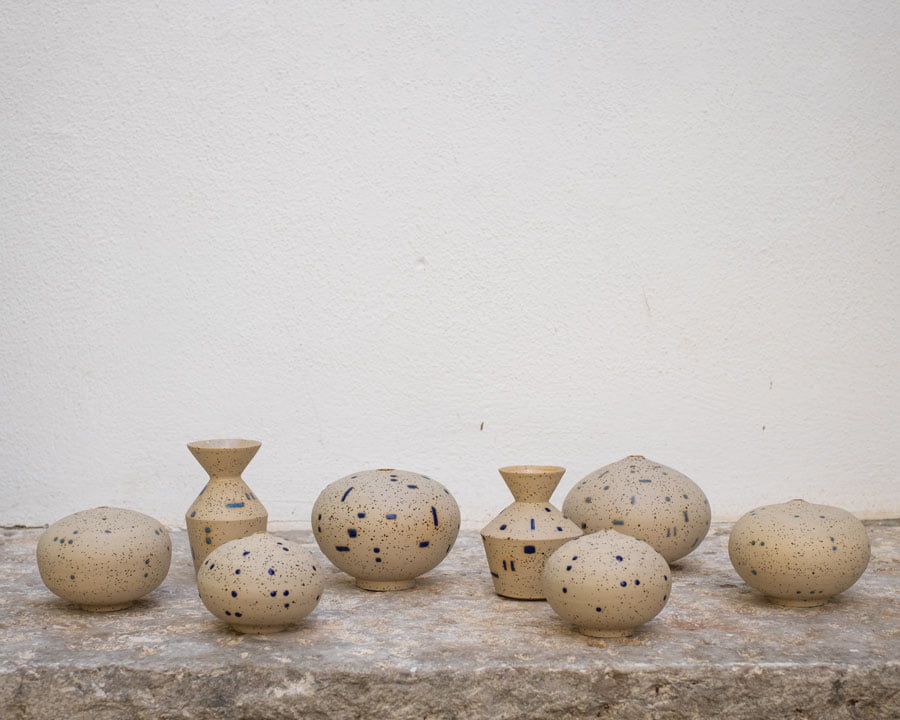 modern and minimal speckled vases