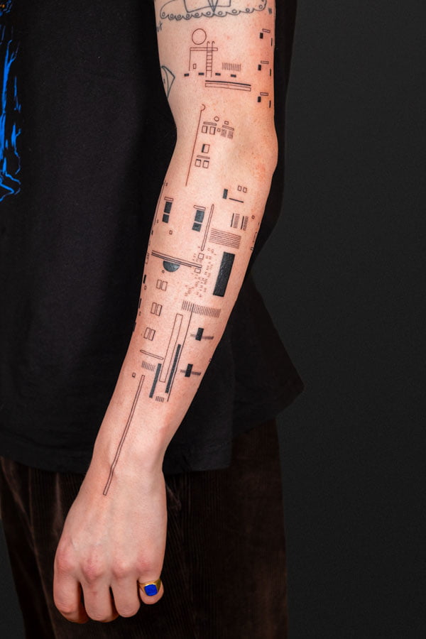 tattoo composition with architectural elements